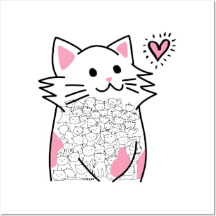 Cats Brighten Up My Heart (Pink) Posters and Art